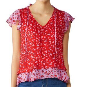 Parker Size S Primrose Combo Blouse, Flutter Sleeve, Gently Used Condition